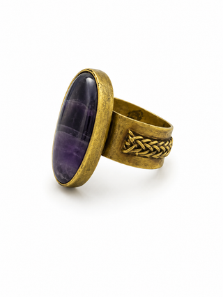 Handcrafted Colombian Bronze Amethyst Statement Ring