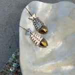 Sterling + bronze fish earrings