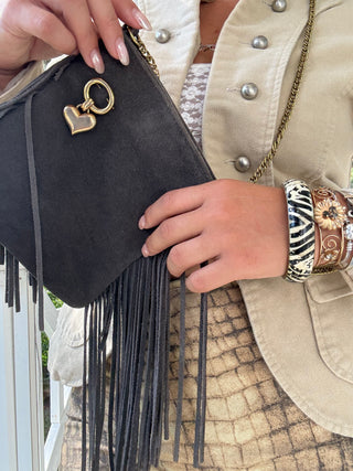 Suede cross body purse