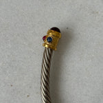 Gemstone two toned cord necklace