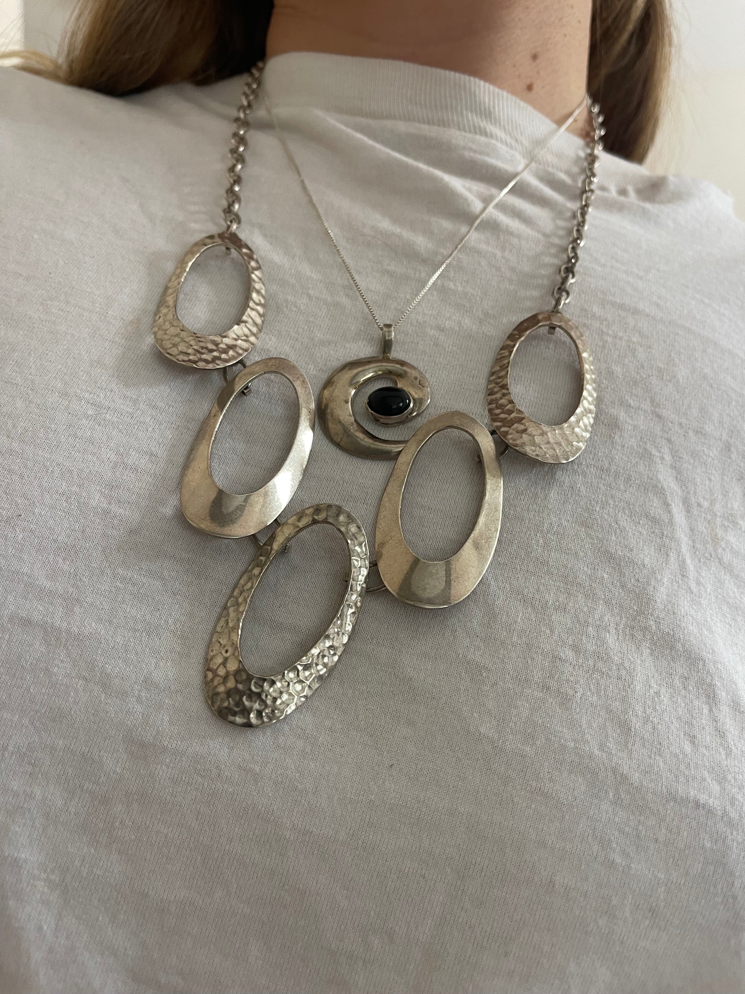 Sterling circled statement necklace