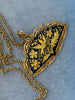 Vintage Damascene Floral Bird Fan necklace