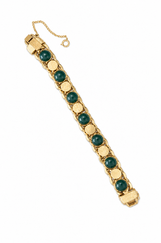 Vintage Green Cabochon Link Bracelet