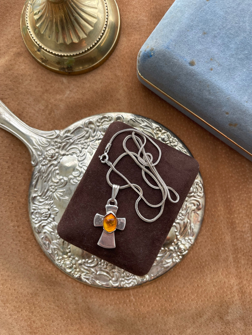 Baltic amber cross necklace