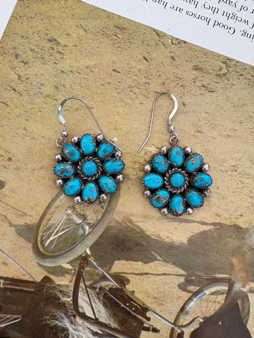 Turquoise sunburst Navajo earrings