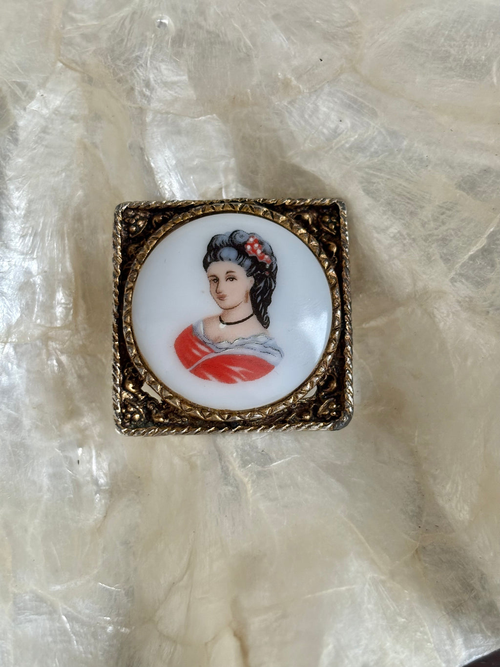 Porcelain Painted Brooch
