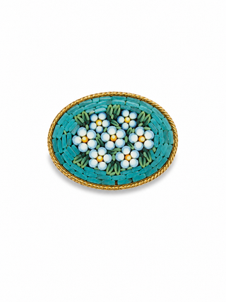 Vintage Floral Mosaic Brooch