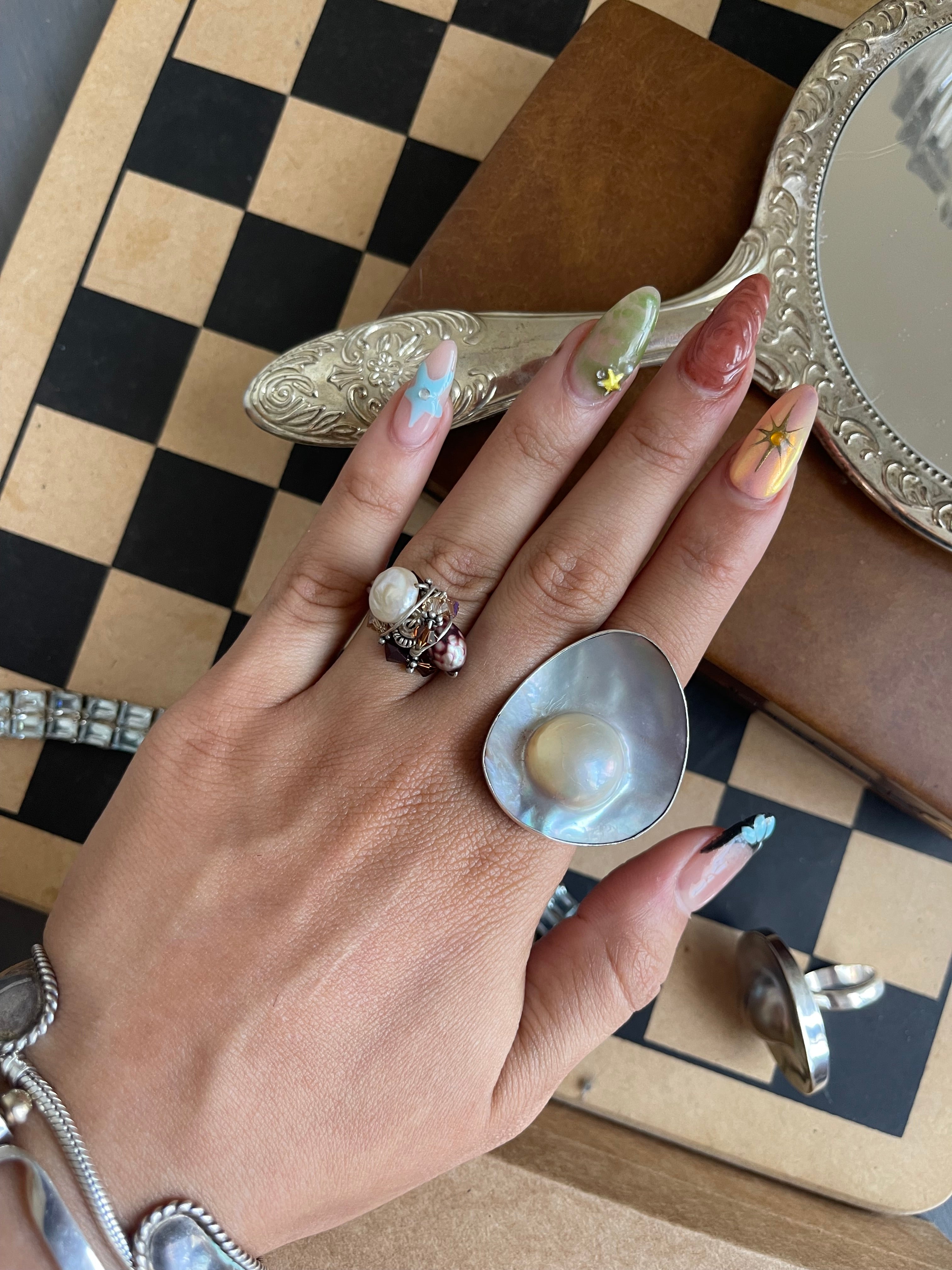 925 mermaid shell ring
