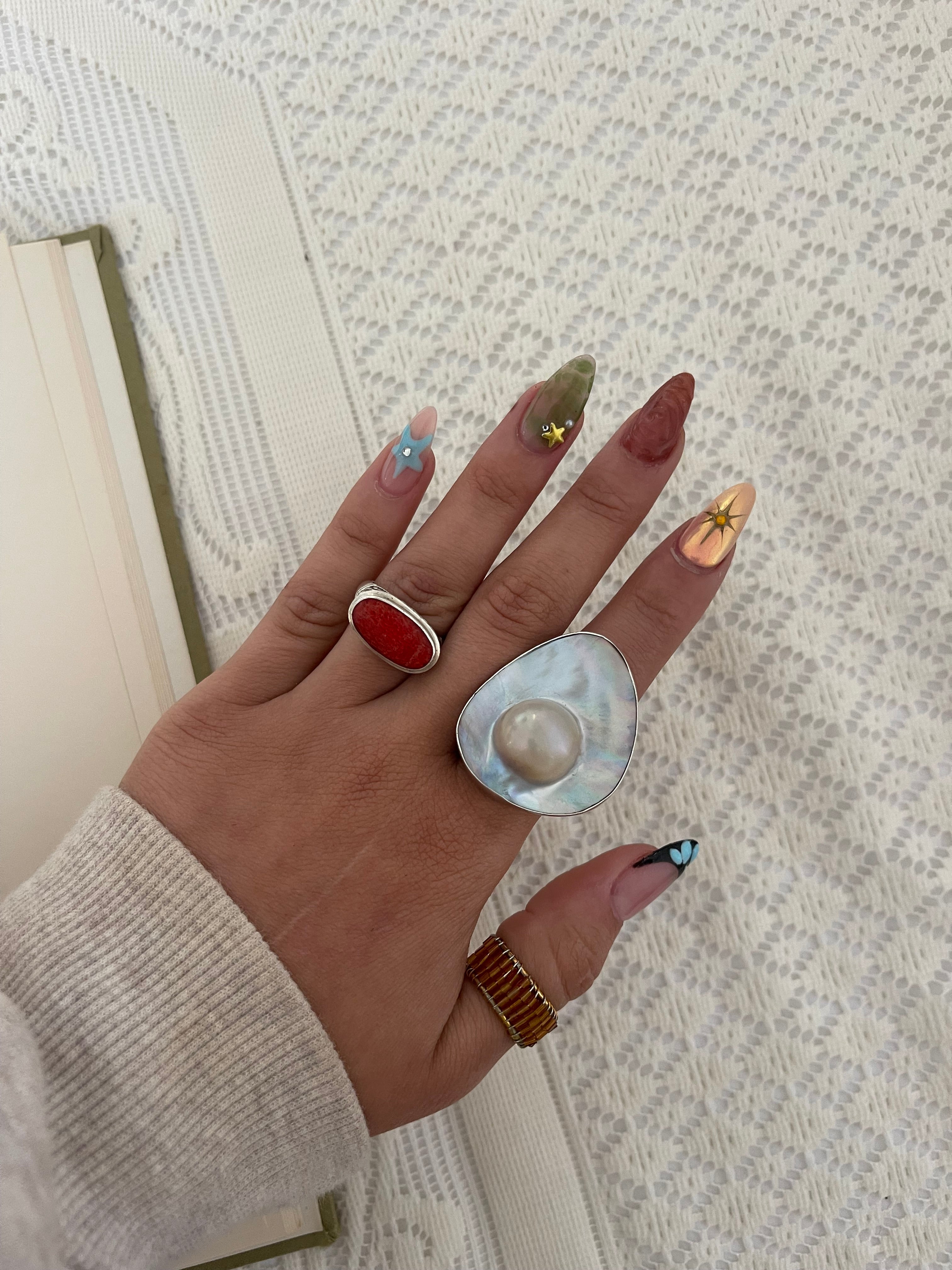 Coral 925 ring