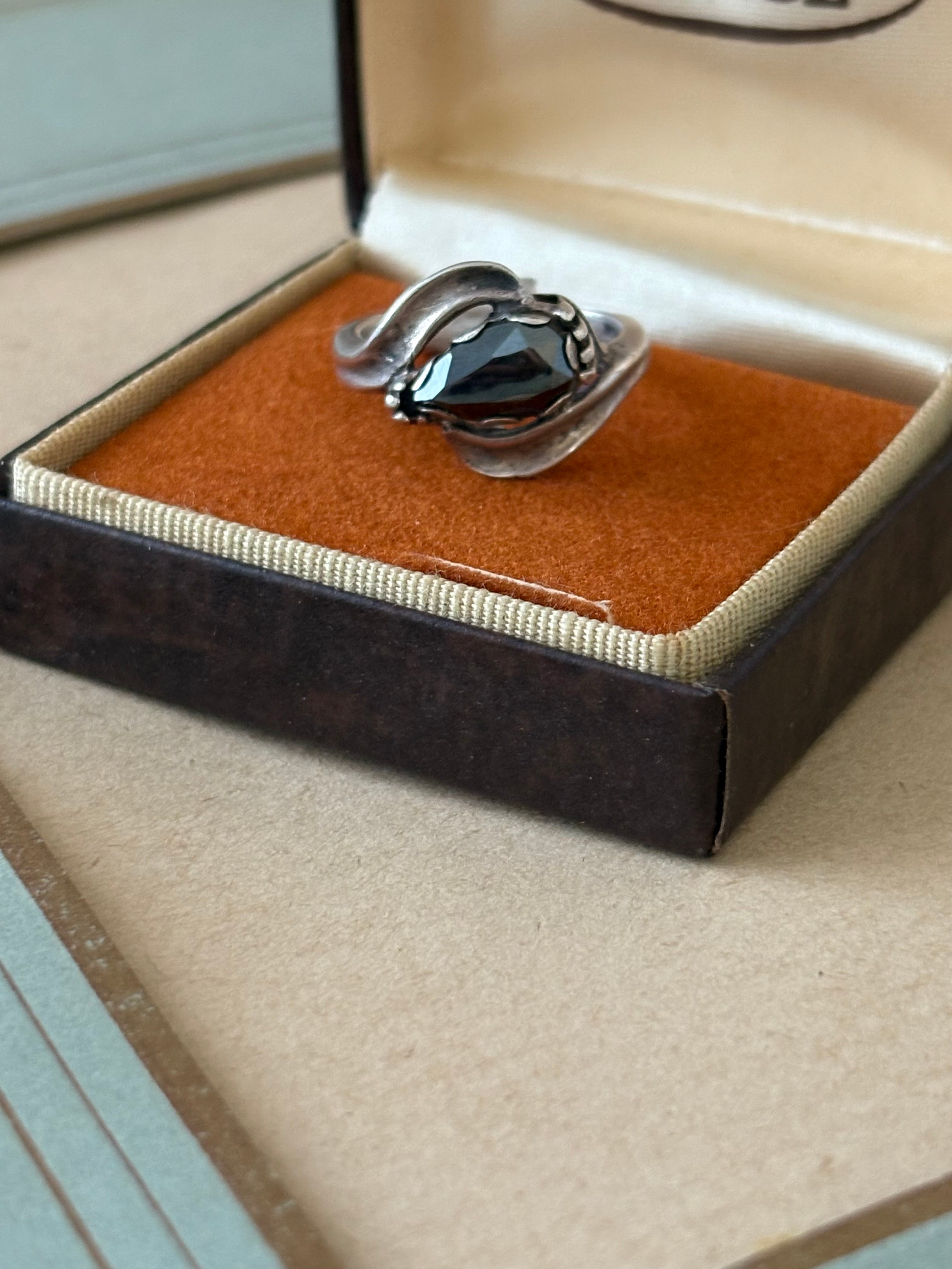 Mid century hematite cocktail ring