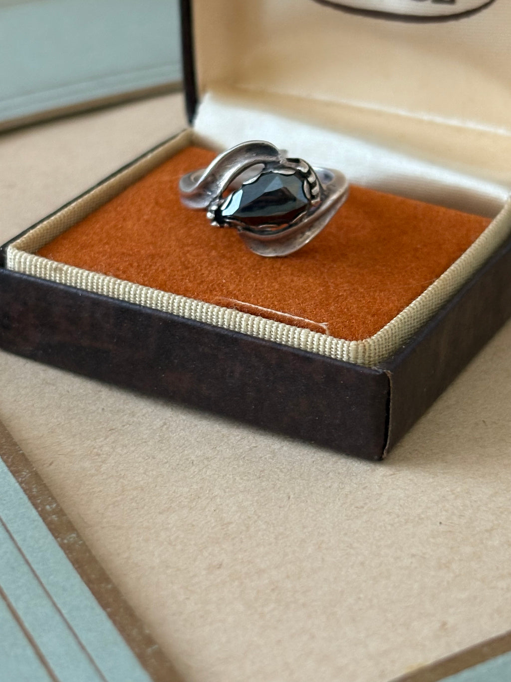 Mid century hematite cocktail ring