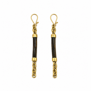 Handcrafted Colombian Bronze Tagua Seed Drop Earrings