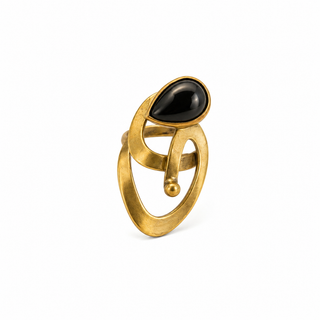 Handcrafted Colombian Bronze Black Onyx Statement Ring