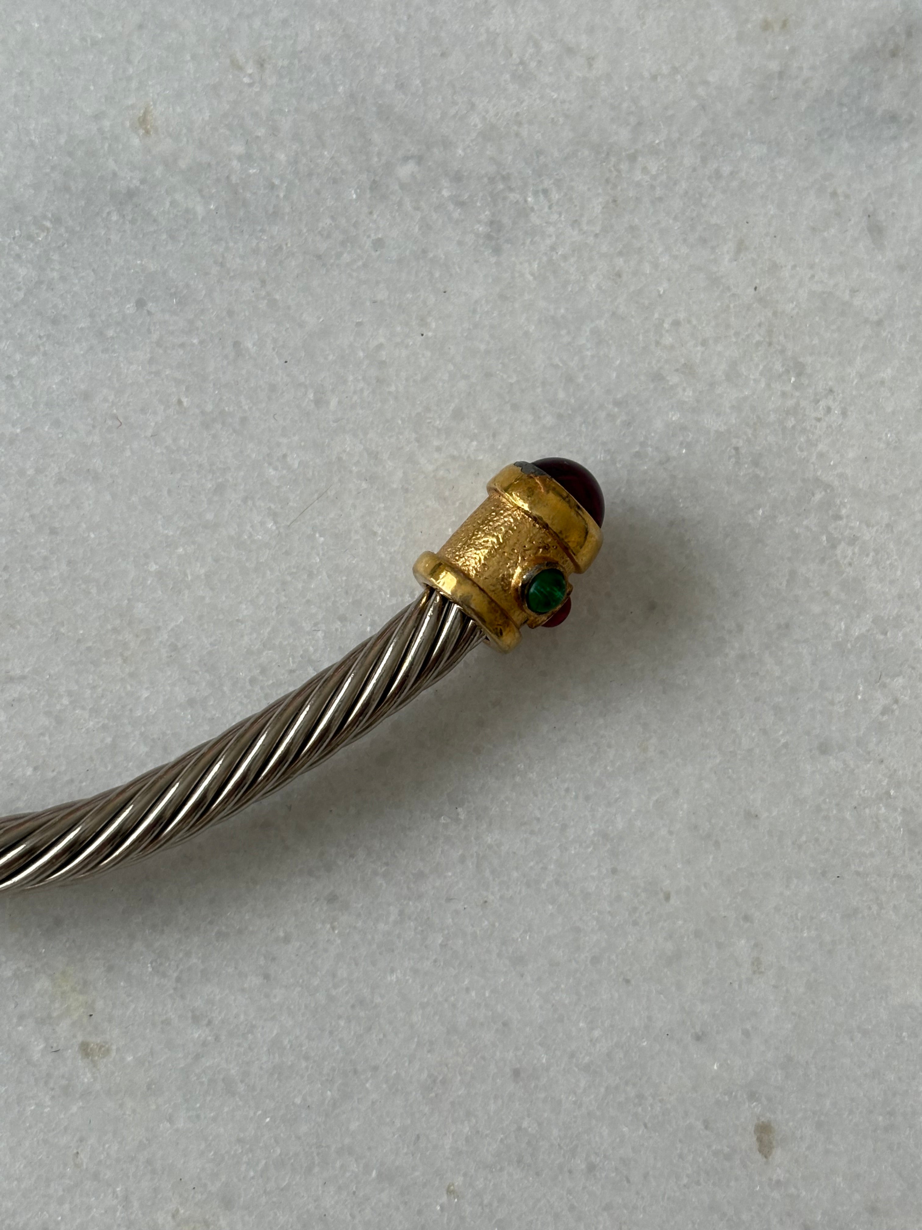 Gemstone two toned cord necklace