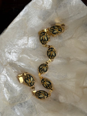 60s floral bird bracelet
