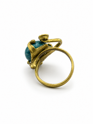 Handcrafted Colombian Bronze Blue Lace Agate Statement Ring