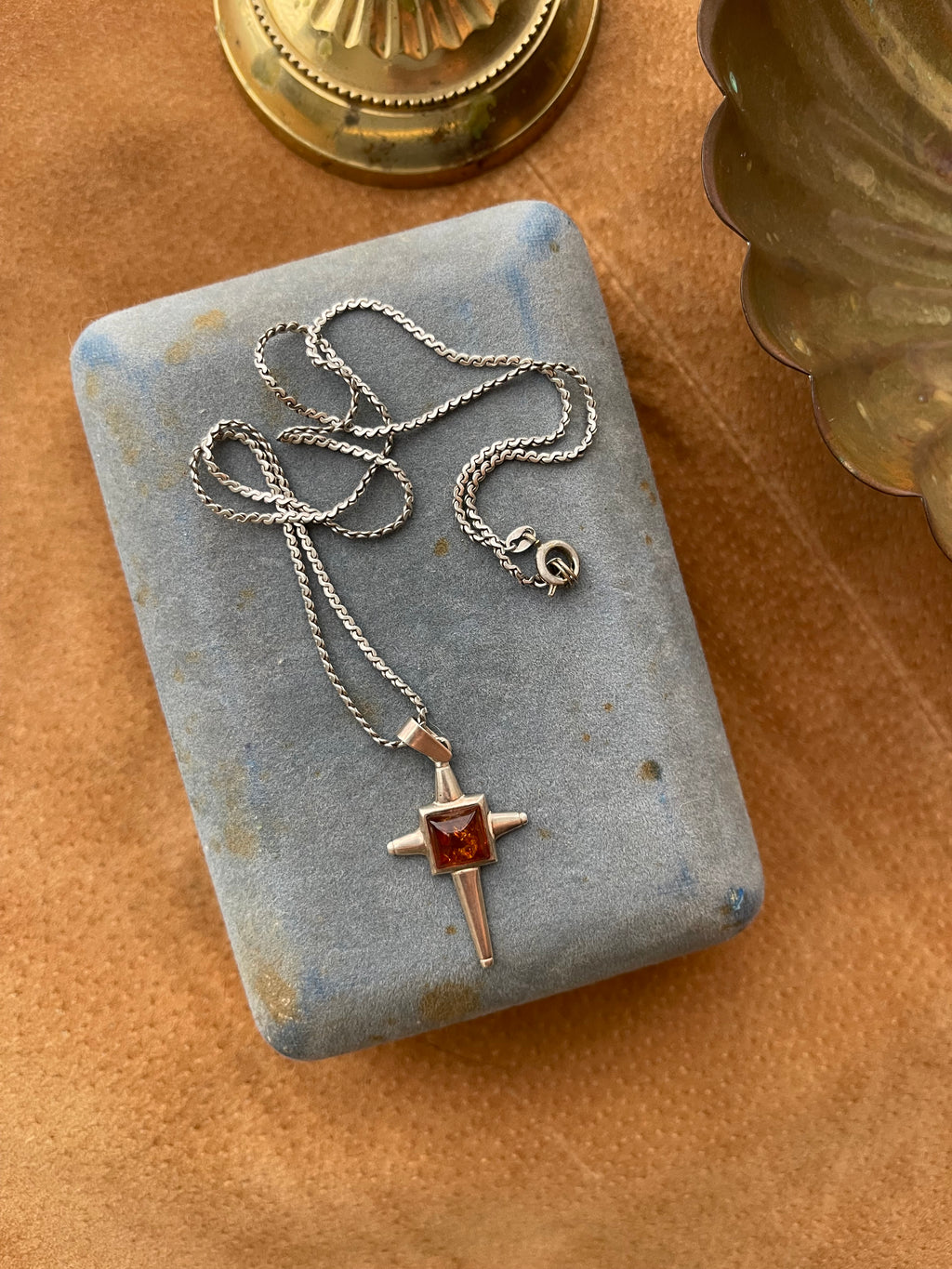 Baltic amber cross necklace