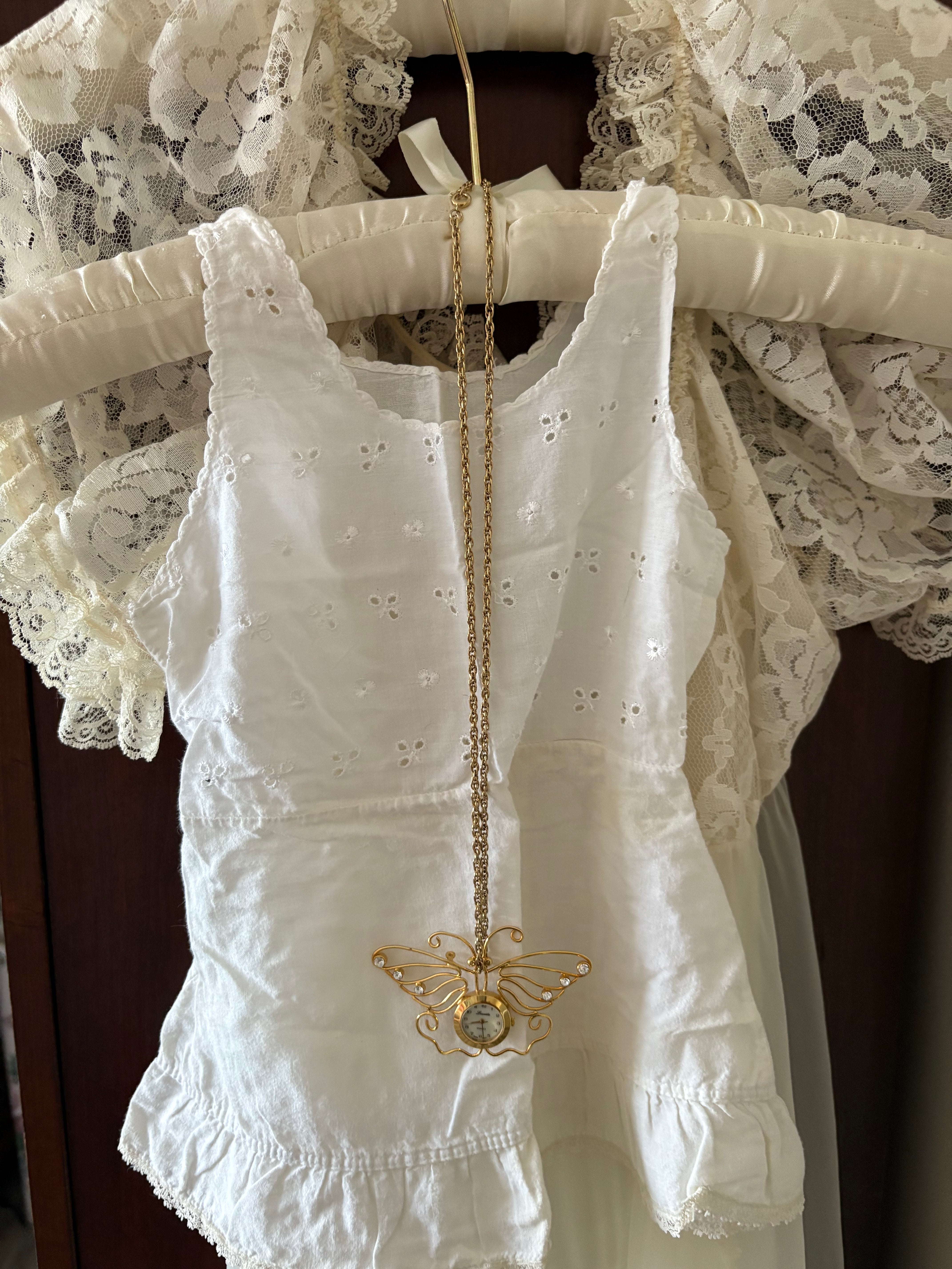 Butterfly clock necklace