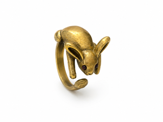 Handcrafted Colombian Cast Bronze Bunny Statement Ring