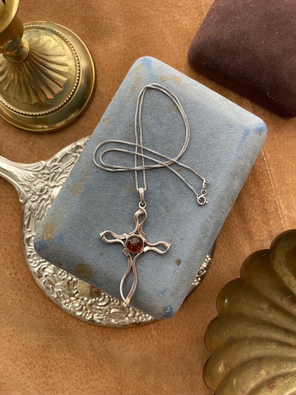 Baltic amber cross pendant
