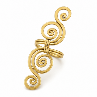 Handcrafted Colombian Bronze Spiral Statement Ring
