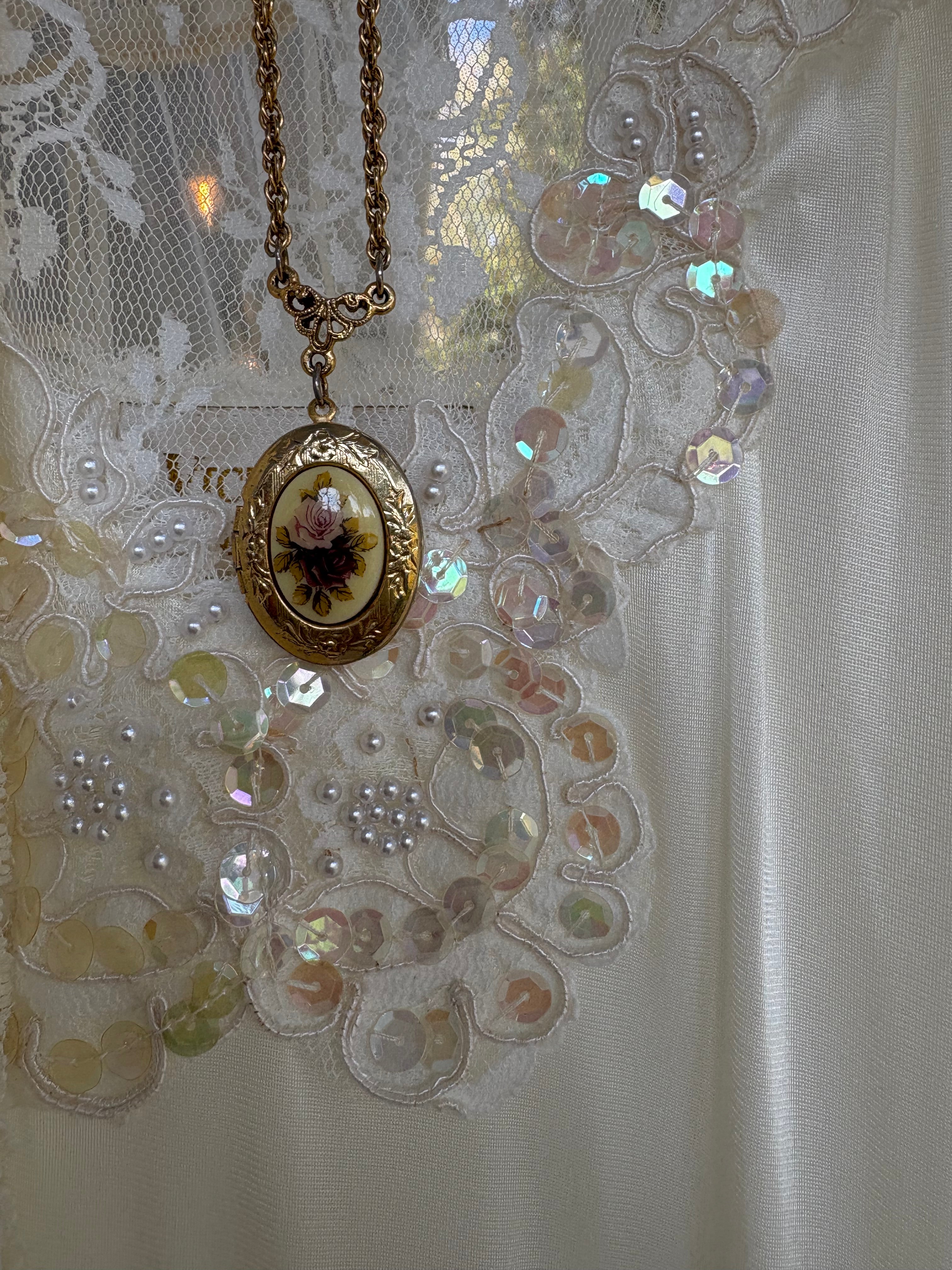 Floral locket necklace