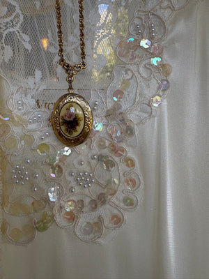 Floral locket necklace