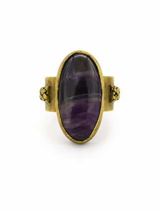 Handcrafted Colombian Bronze Amethyst Statement Ring
