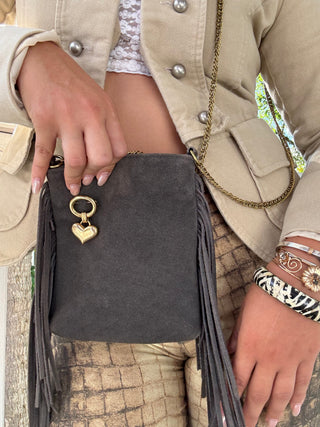 Suede cross body purse